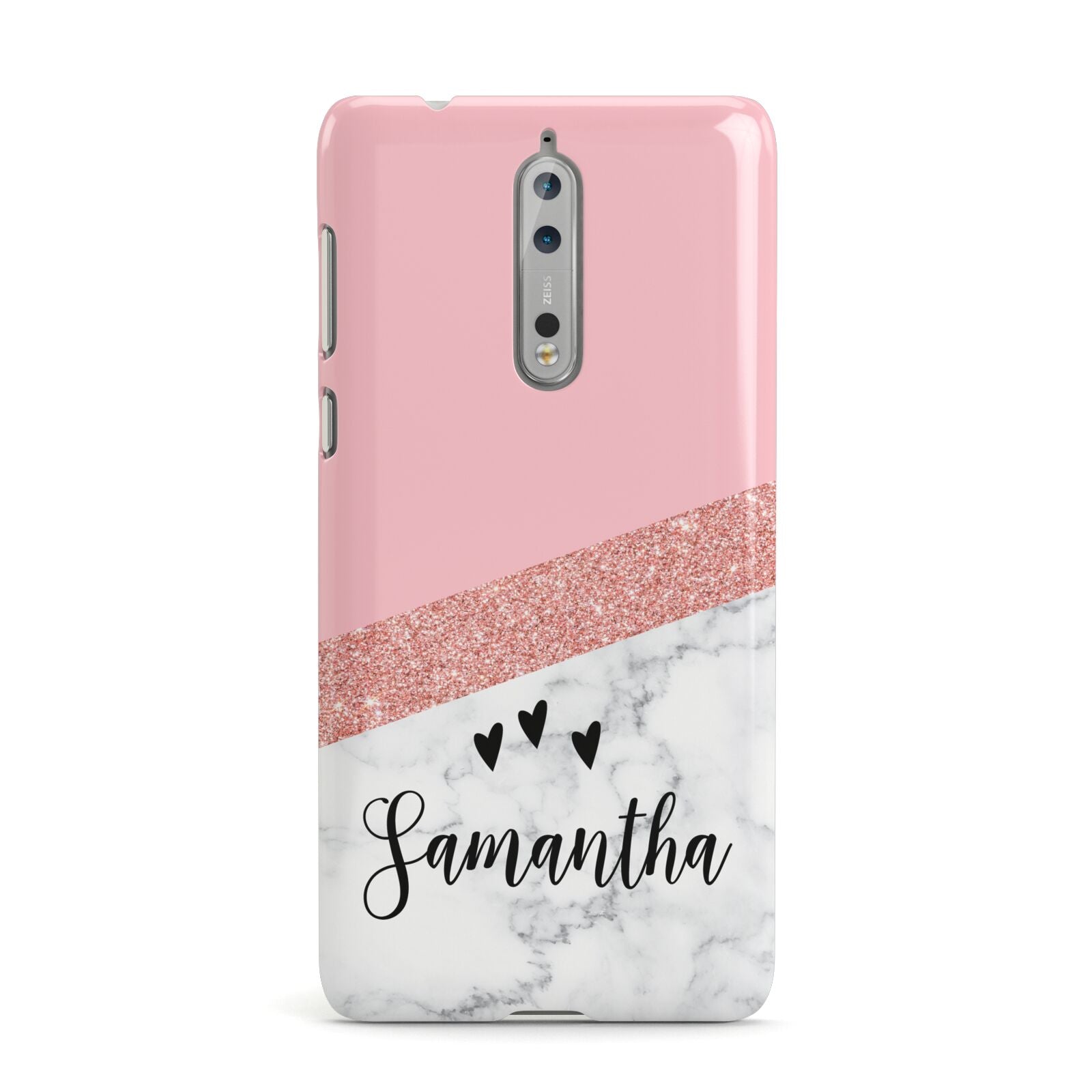 Pink Geometric Marble Personalised Name Nokia Case