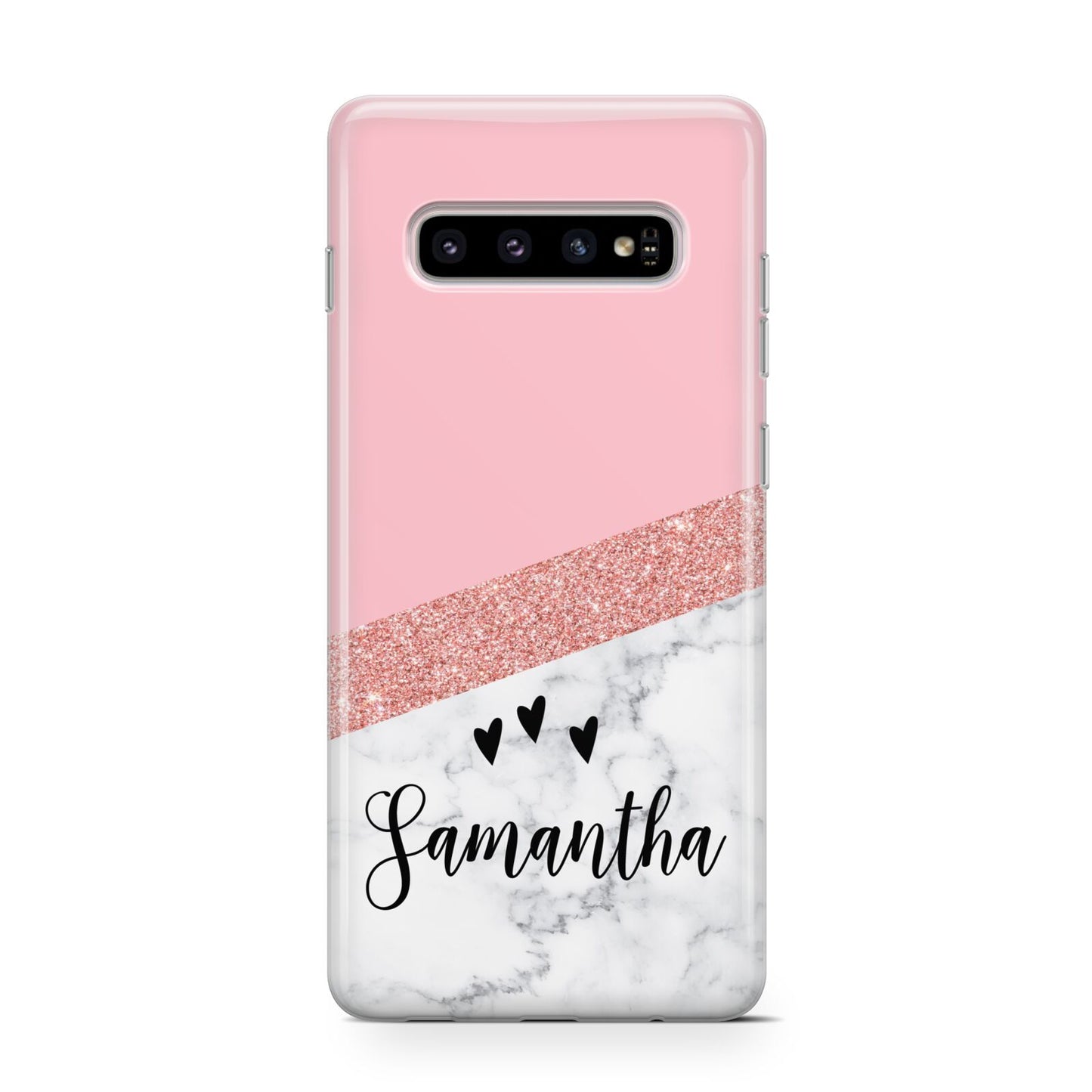 Pink Geometric Marble Personalised Name Protective Samsung Galaxy Case