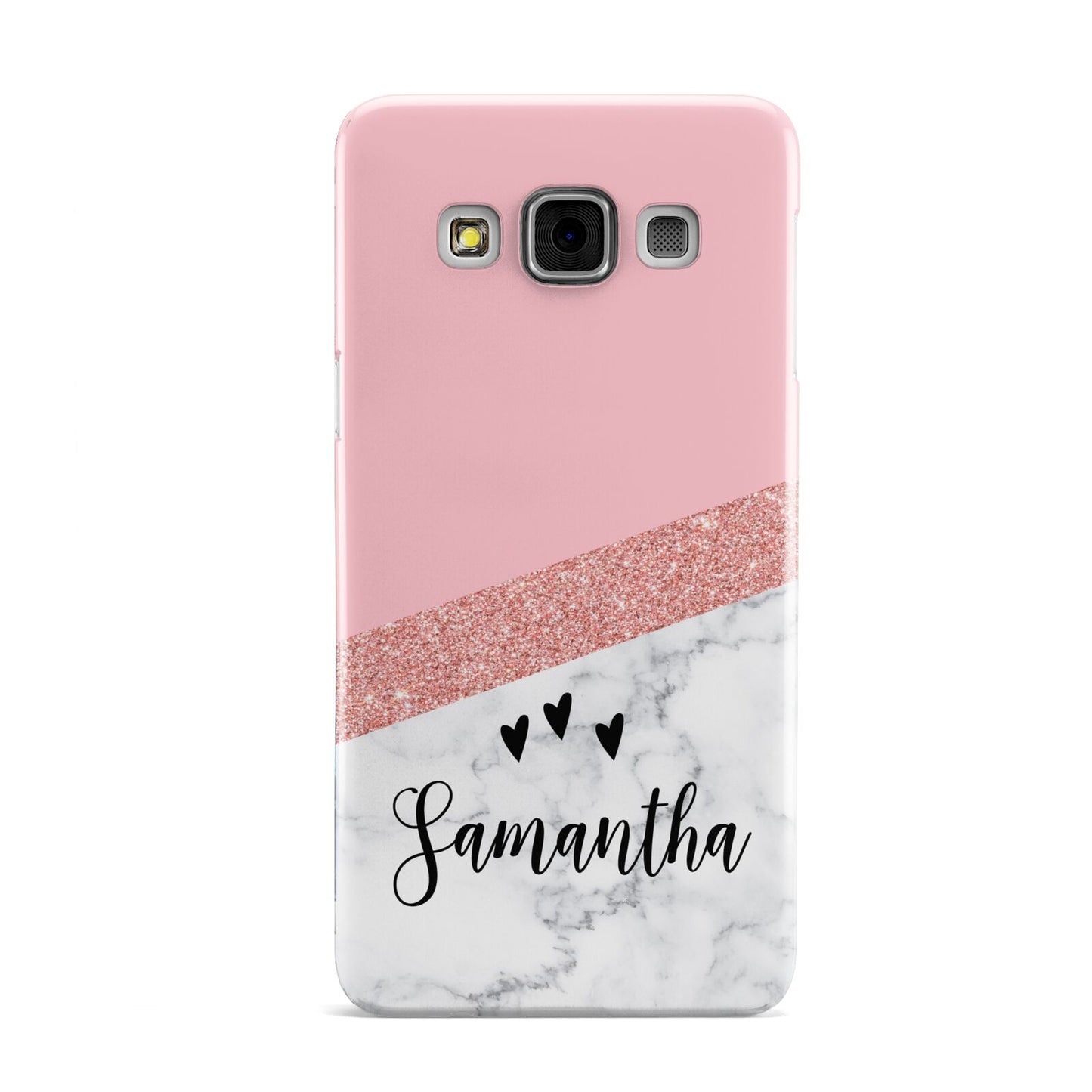 Pink Geometric Marble Personalised Name Samsung Galaxy A3 Case