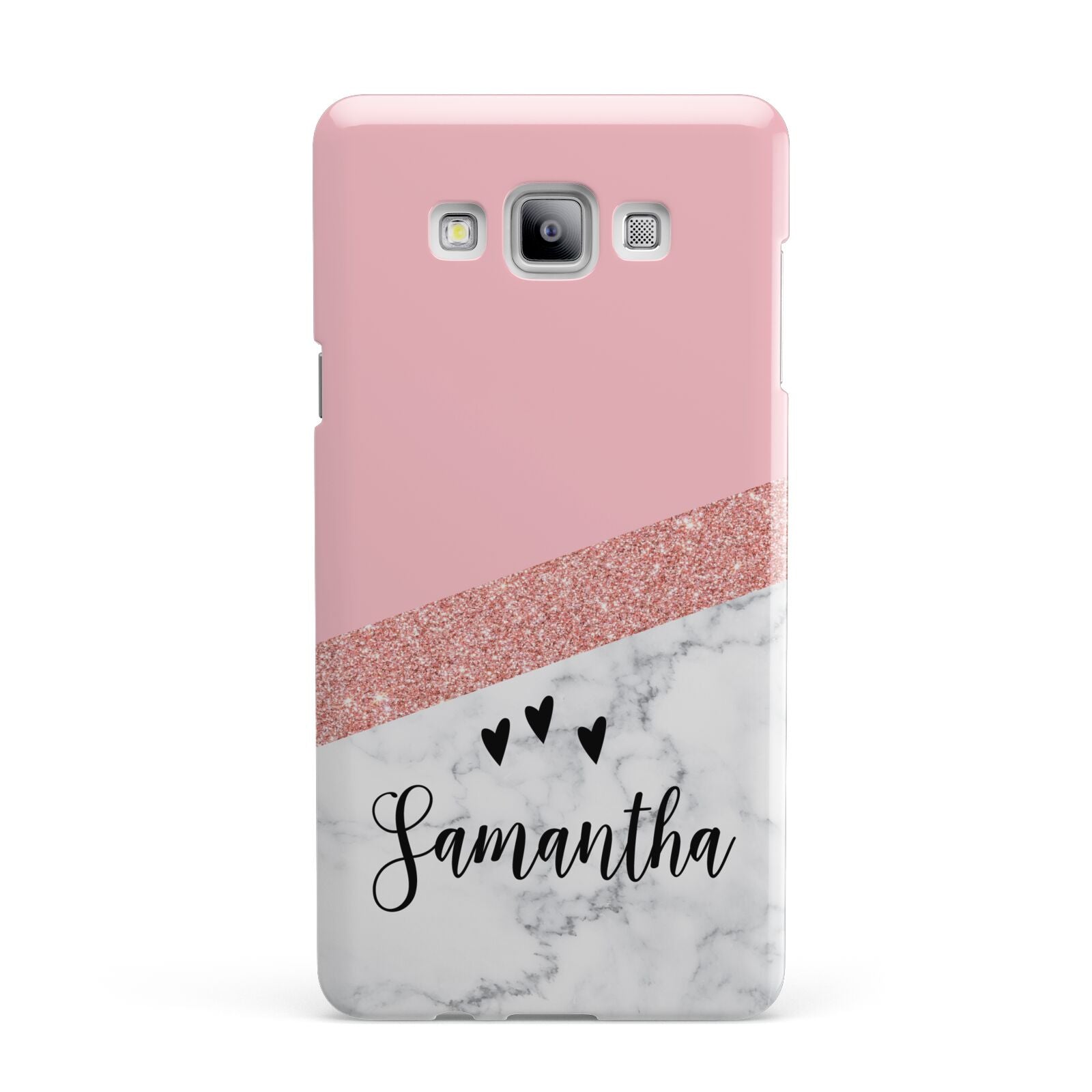 Pink Geometric Marble Personalised Name Samsung Galaxy A7 2015 Case