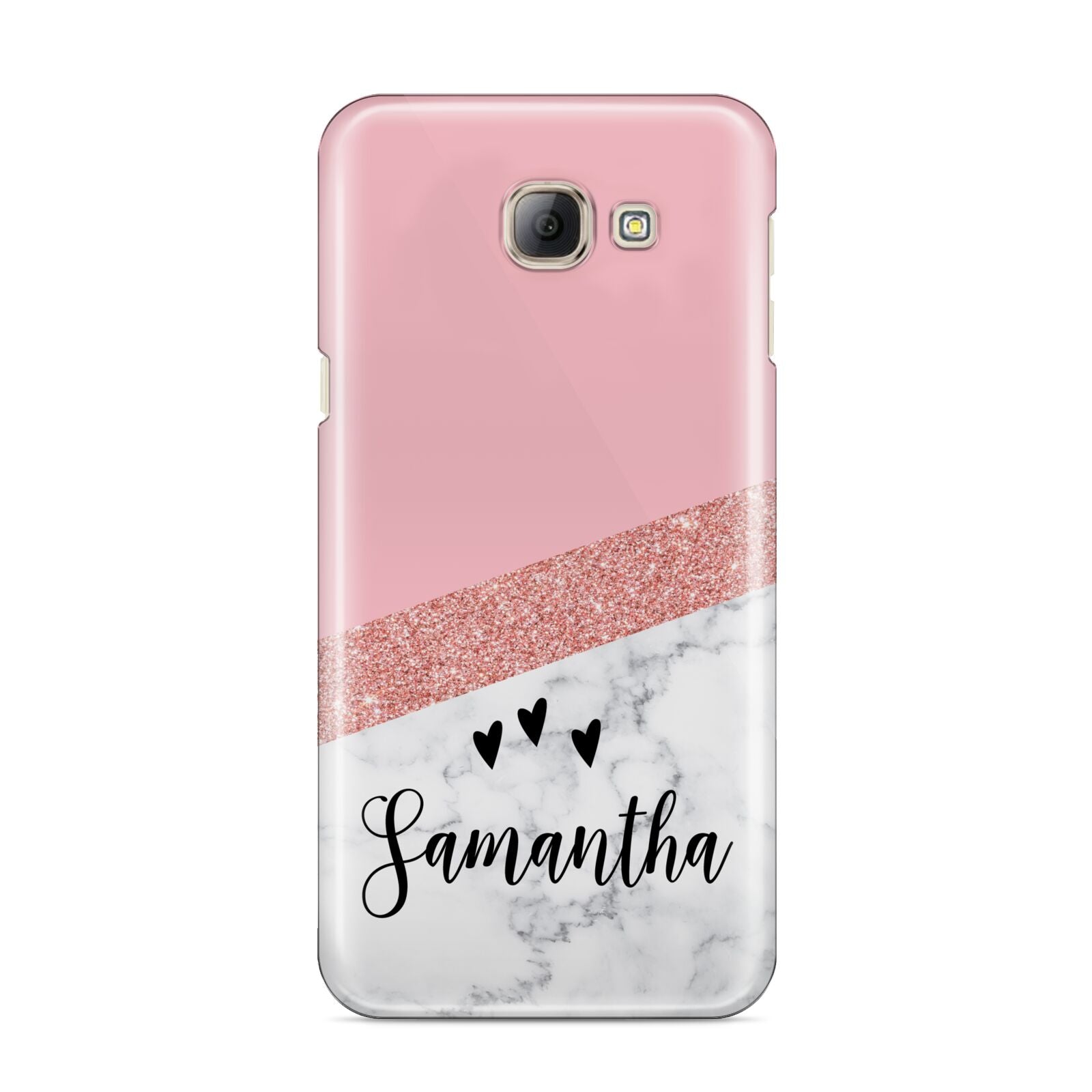 Pink Geometric Marble Personalised Name Samsung Galaxy A8 2016 Case