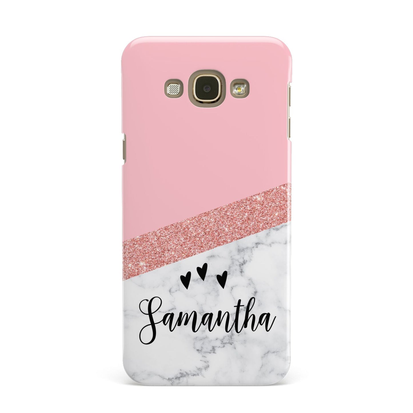 Pink Geometric Marble Personalised Name Samsung Galaxy A8 Case