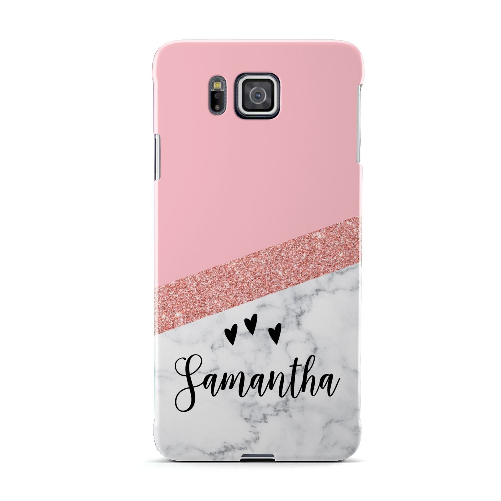 Pink Geometric Marble Personalised Name Samsung Galaxy Alpha Case