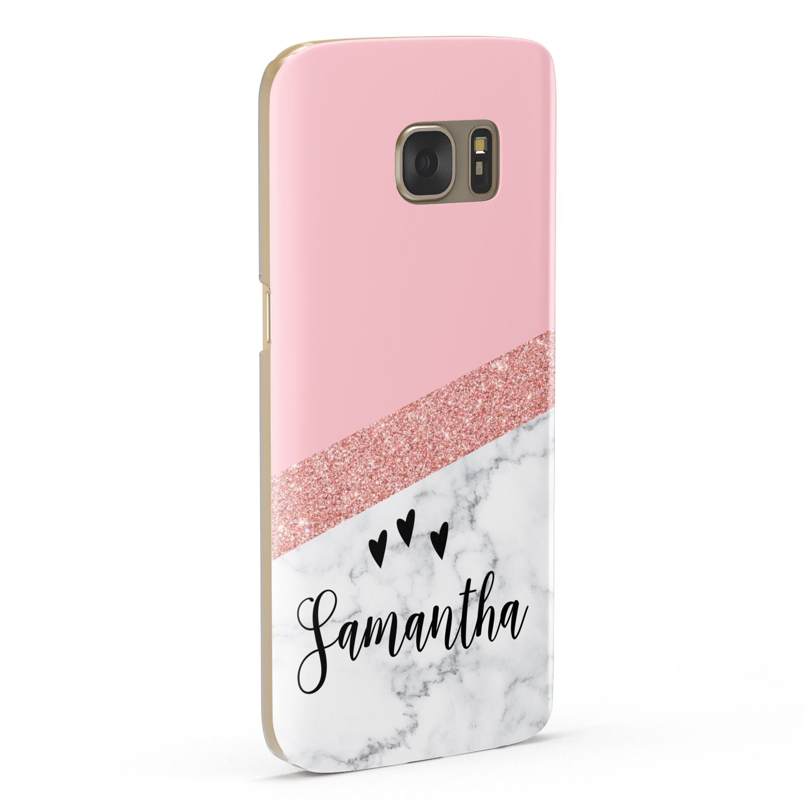 Pink Geometric Marble Personalised Name Samsung Galaxy Case Fourty Five Degrees