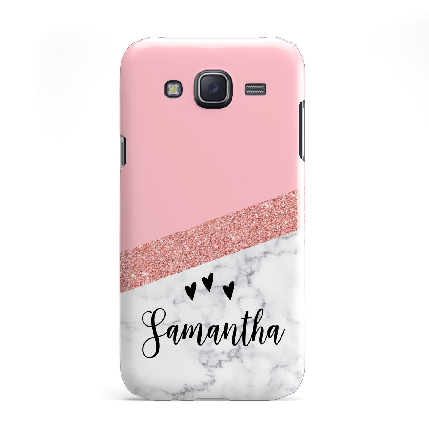 Pink Geometric Marble Personalised Name Samsung Galaxy J5 Case