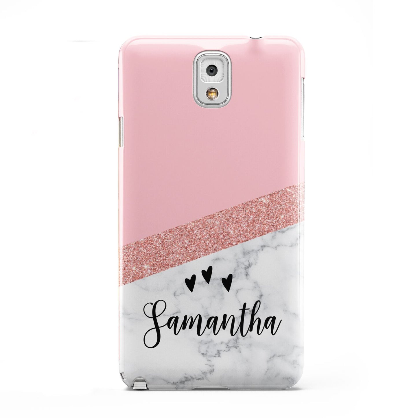 Pink Geometric Marble Personalised Name Samsung Galaxy Note 3 Case