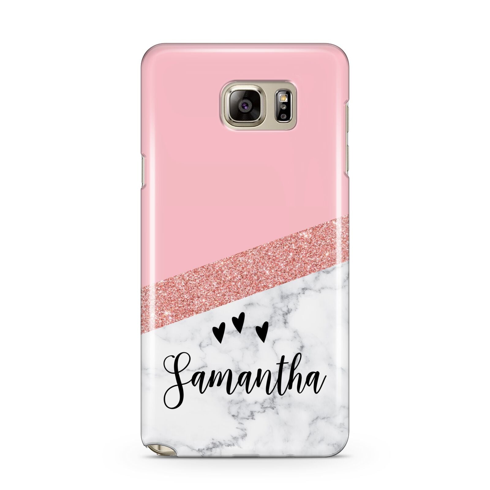 Pink Geometric Marble Personalised Name Samsung Galaxy Note 5 Case