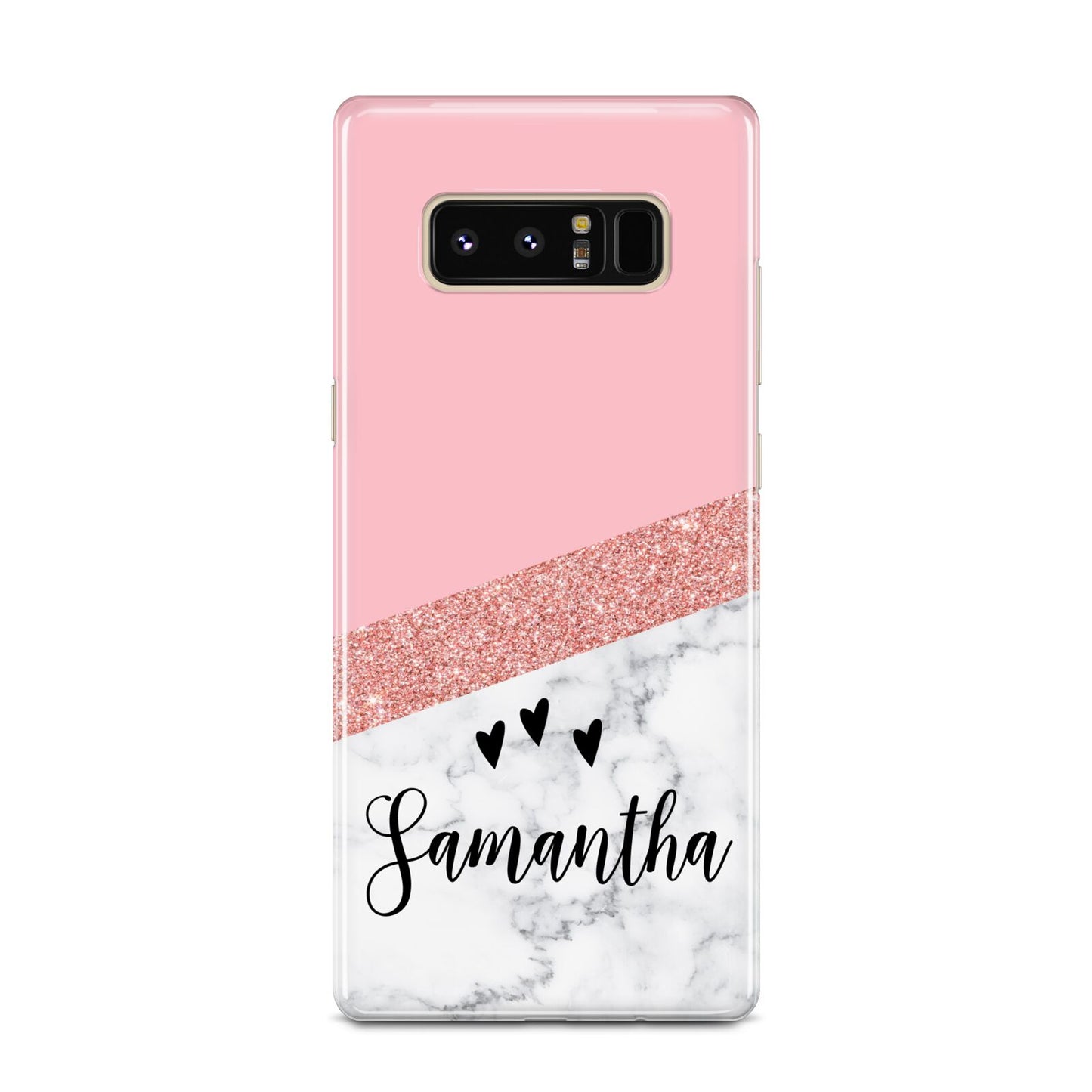 Pink Geometric Marble Personalised Name Samsung Galaxy Note 8 Case