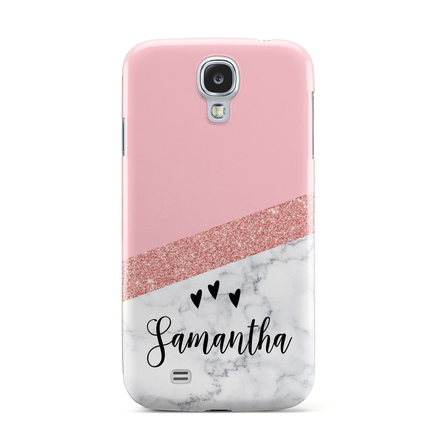 Pink Geometric Marble Personalised Name Samsung Galaxy S4 Case