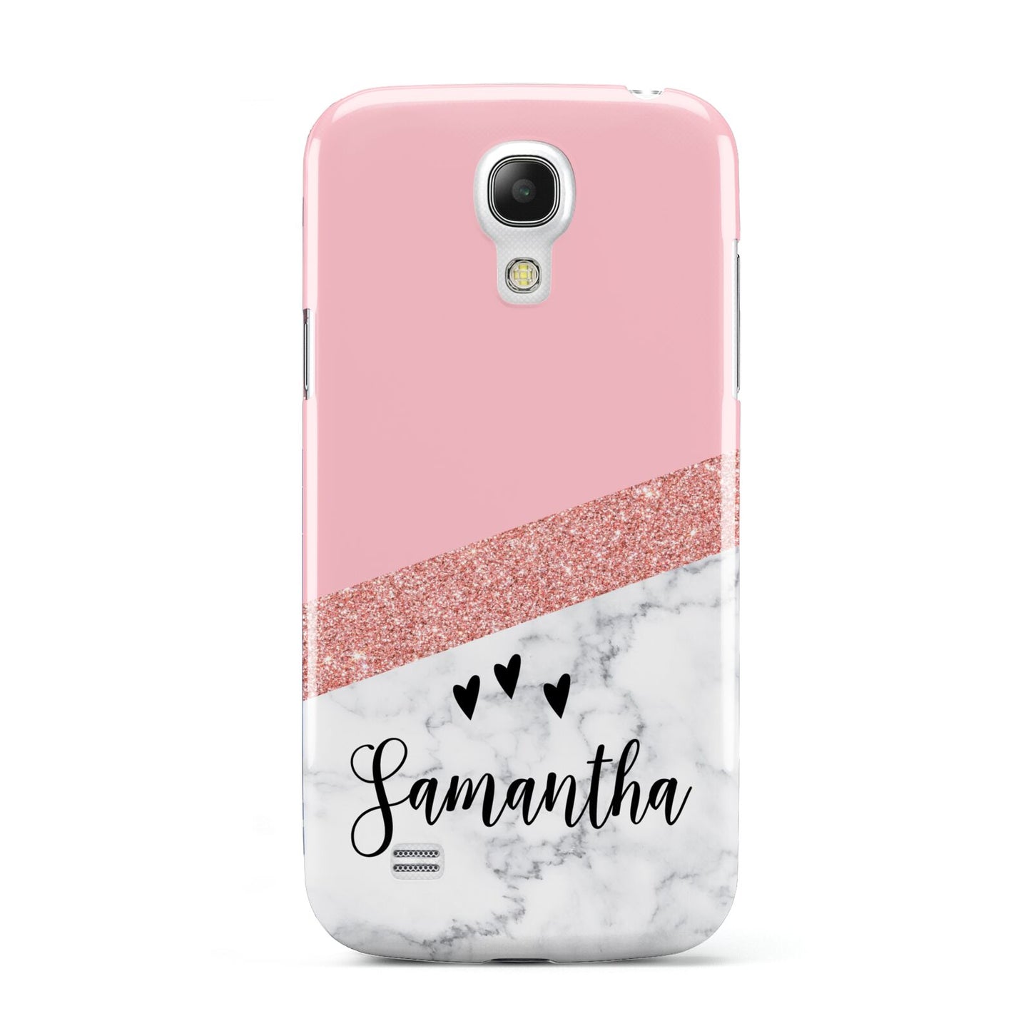 Pink Geometric Marble Personalised Name Samsung Galaxy S4 Mini Case