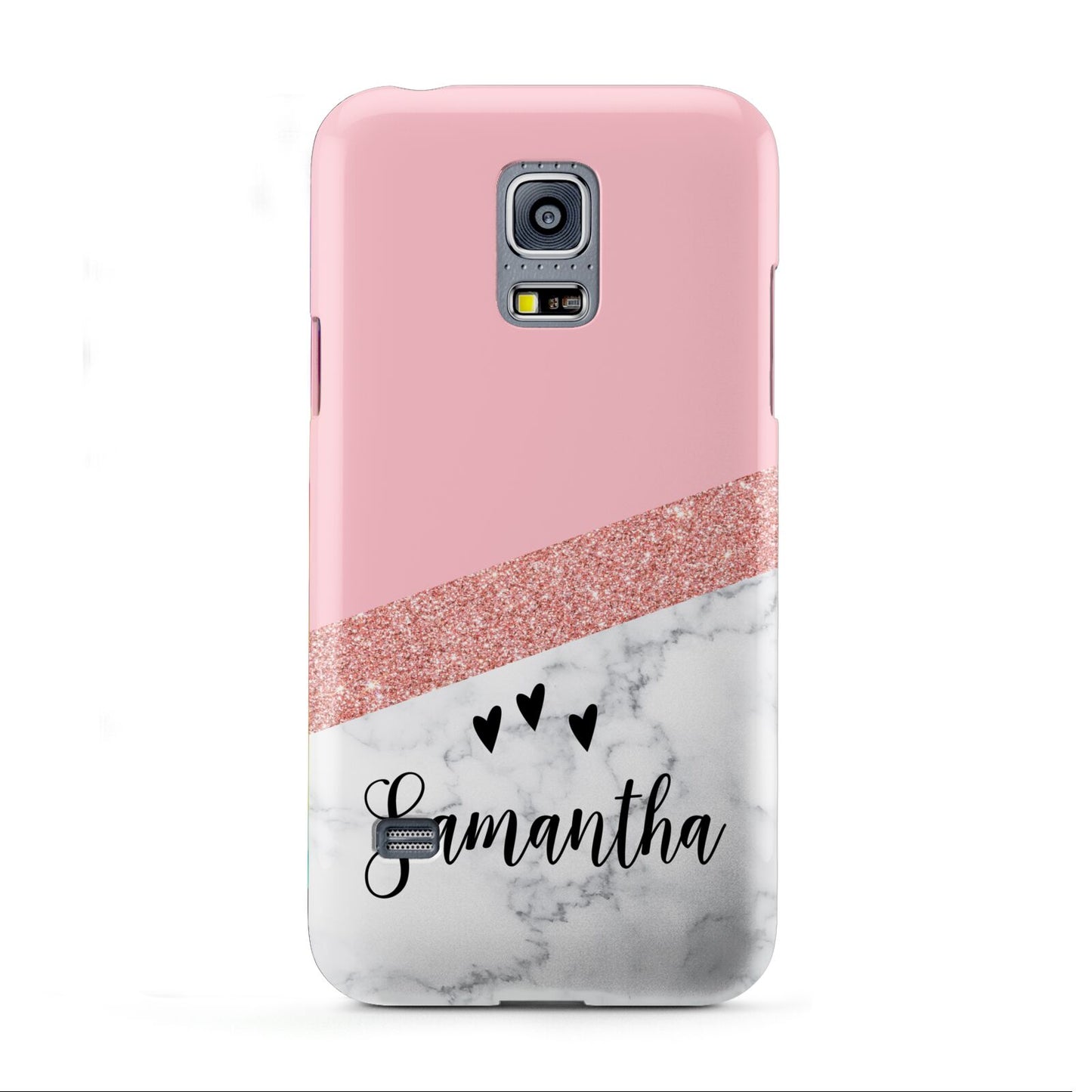 Pink Geometric Marble Personalised Name Samsung Galaxy S5 Mini Case