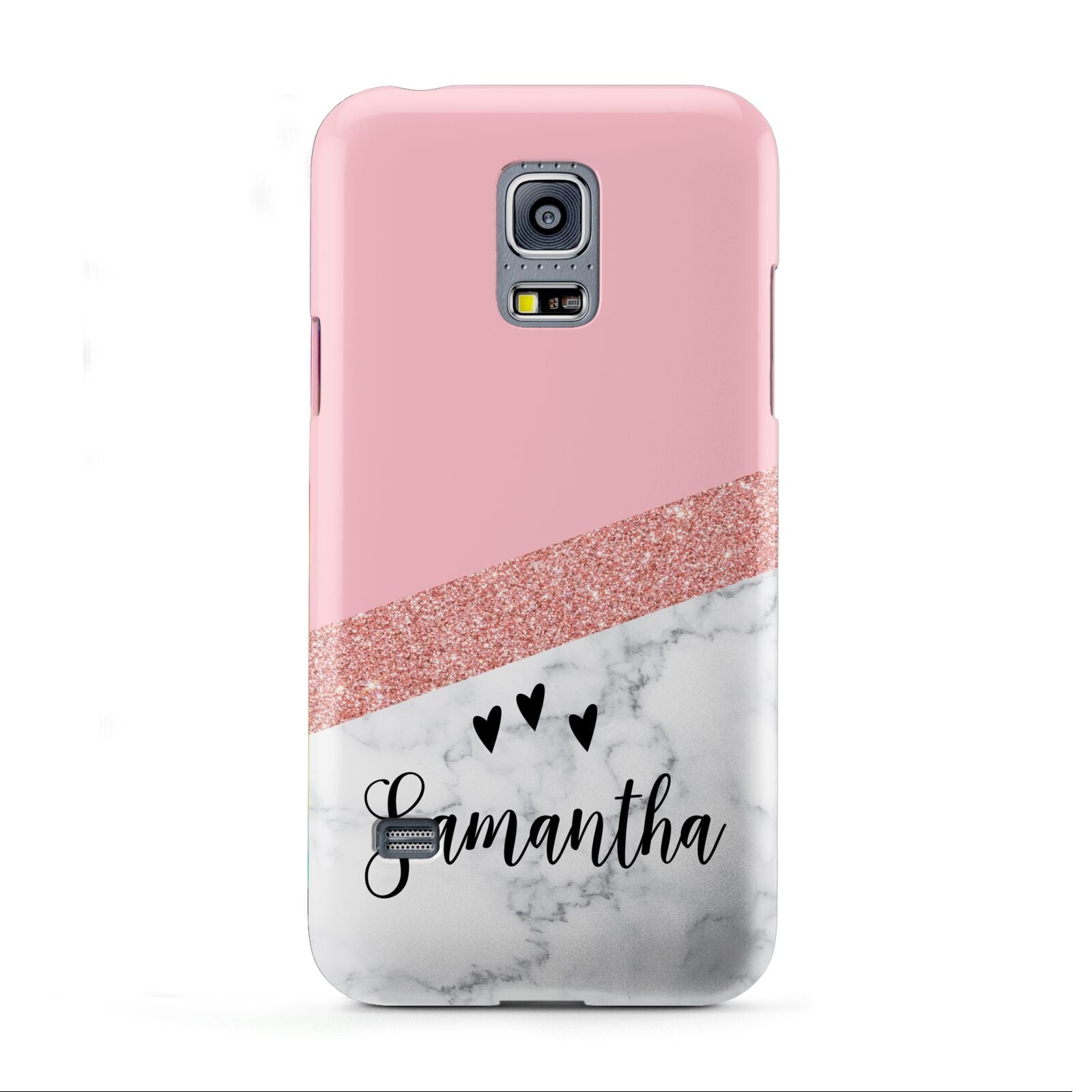 Pink Geometric Marble Personalised Name Samsung Galaxy S5 Mini Case