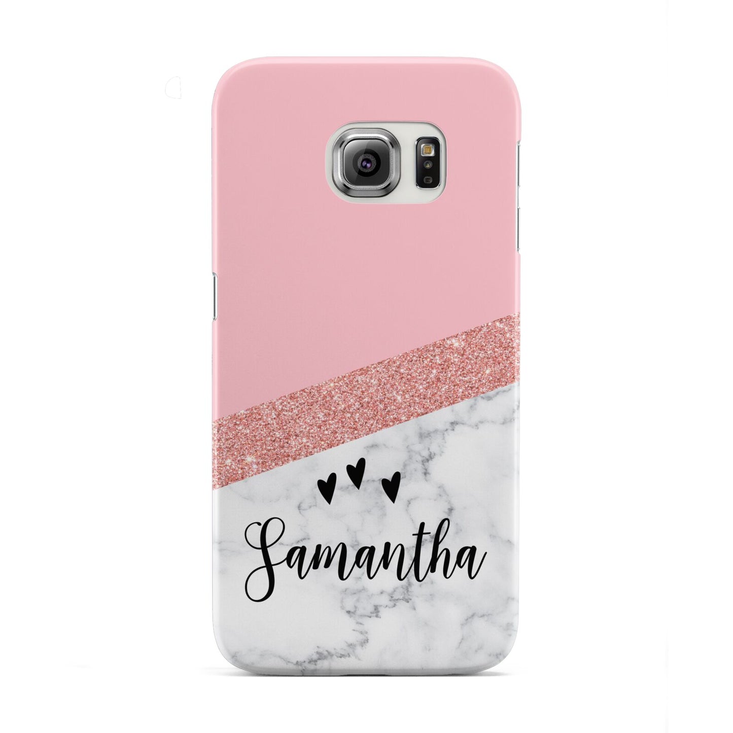 Pink Geometric Marble Personalised Name Samsung Galaxy S6 Edge Case