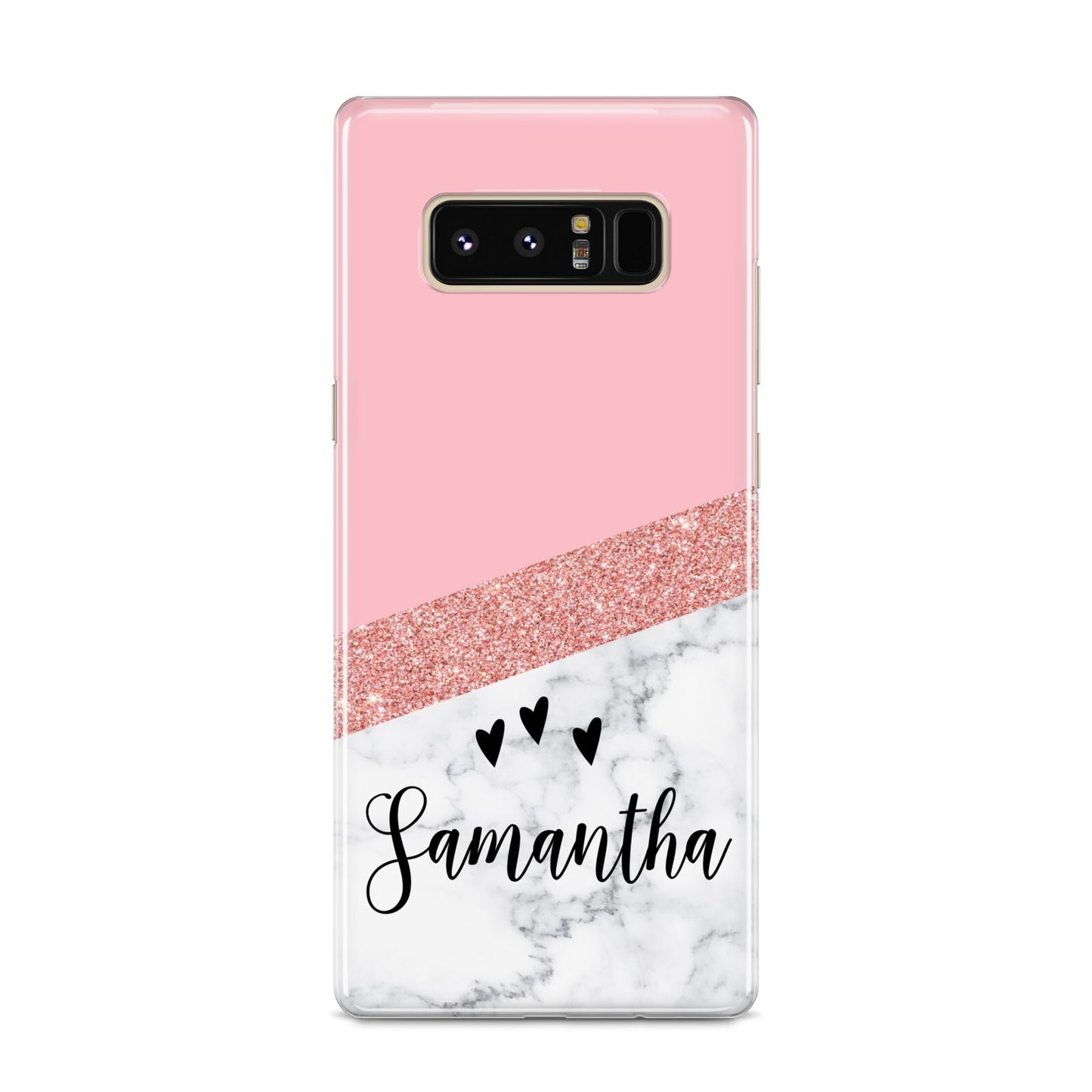 Pink Geometric Marble Personalised Name Samsung Galaxy S8 Case