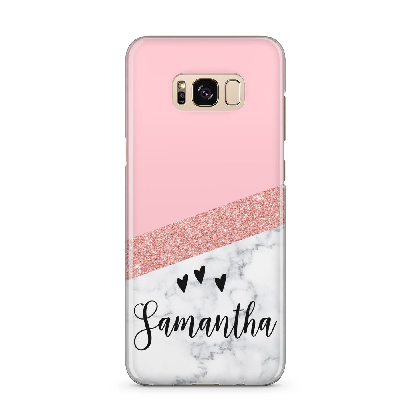 Pink Geometric Marble Personalised Name Samsung Galaxy S8 Plus Case