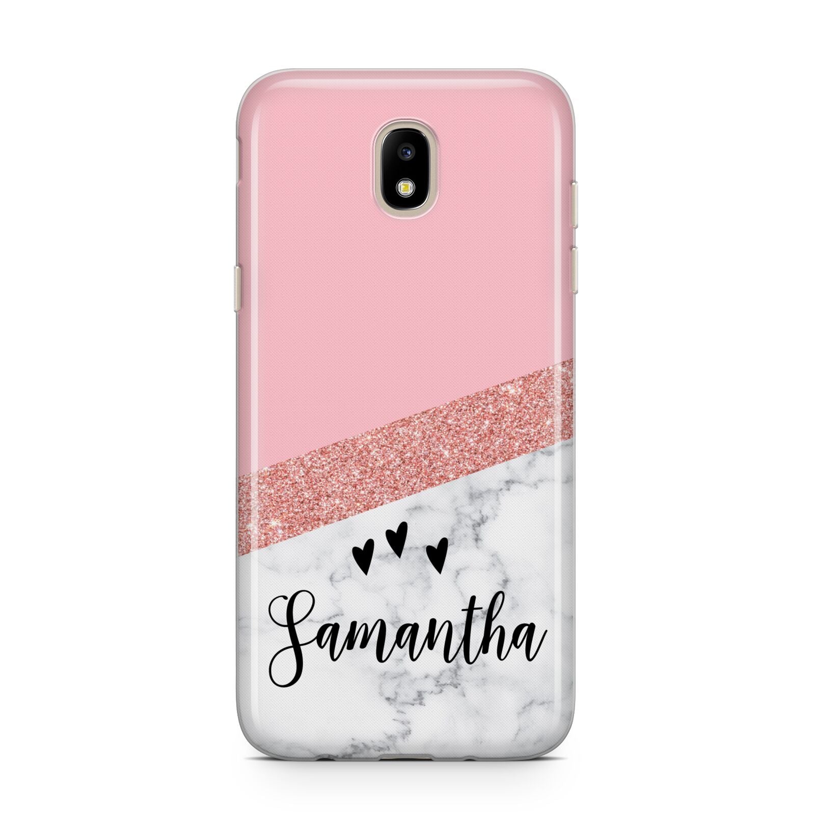 Pink Geometric Marble Personalised Name Samsung J5 2017 Case