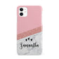 Pink Geometric Marble Personalised Name iPhone 11 3D Snap Case
