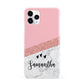 Pink Geometric Marble Personalised Name iPhone 11 Pro 3D Snap Case