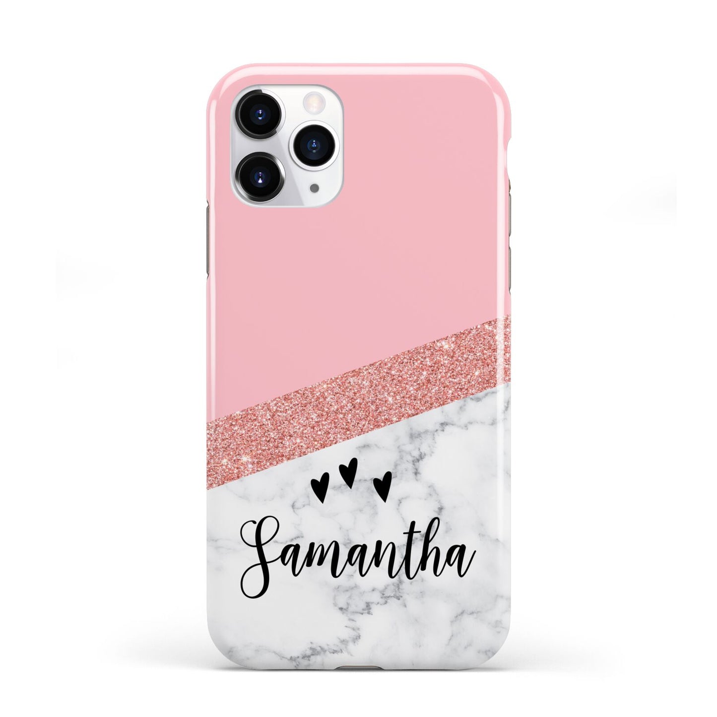Pink Geometric Marble Personalised Name iPhone 11 Pro 3D Tough Case