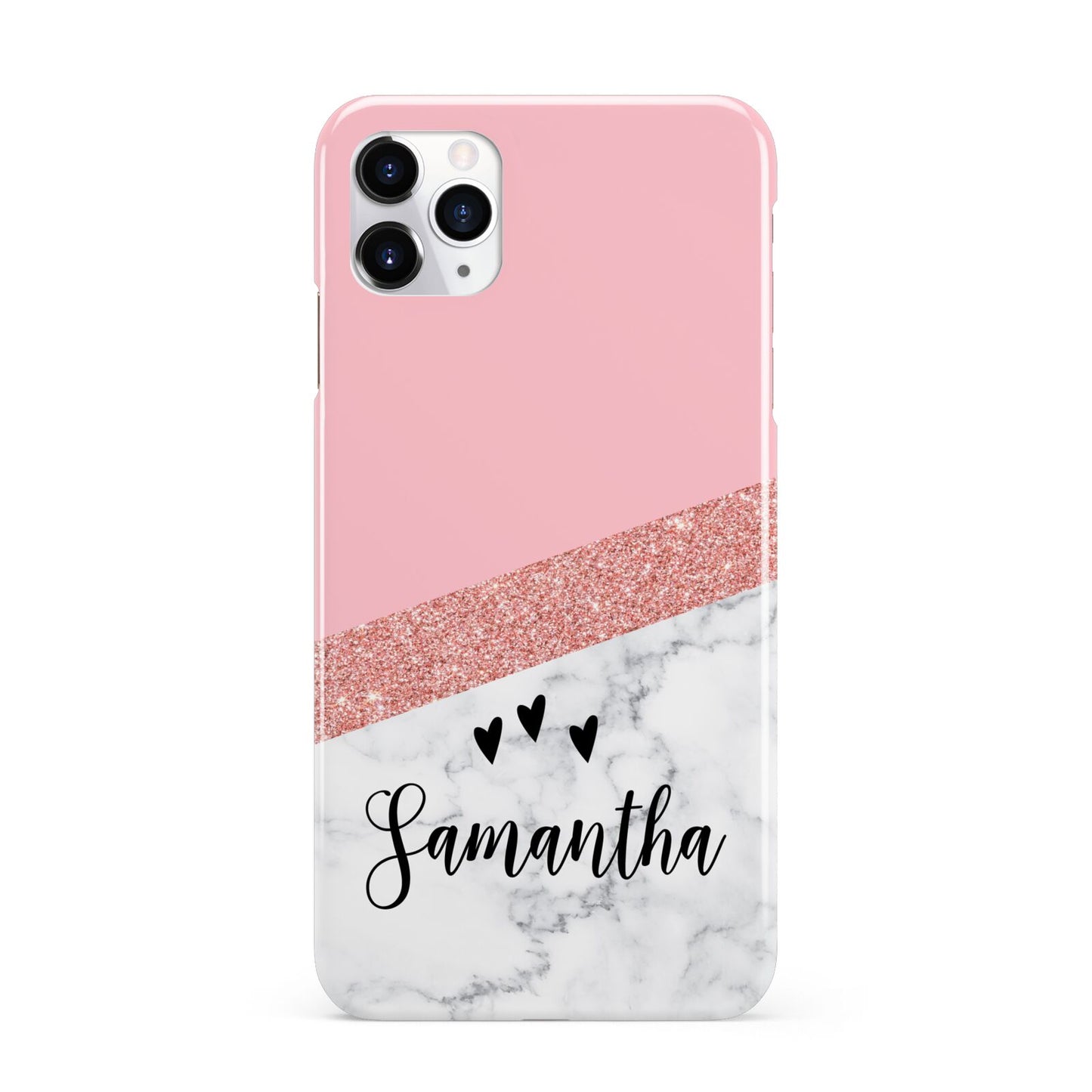 Pink Geometric Marble Personalised Name iPhone 11 Pro Max 3D Snap Case