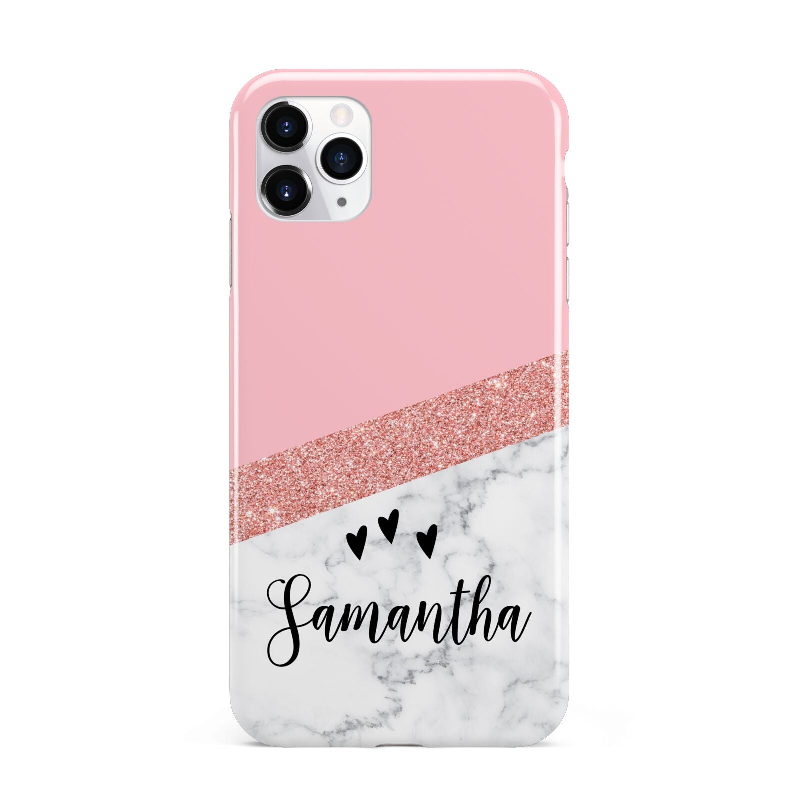 Pink Geometric Marble Personalised Name iPhone 11 Pro Max 3D Tough Case