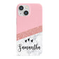 Pink Geometric Marble Personalised Name iPhone 13 Mini Full Wrap 3D Snap Case