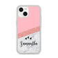 Pink Geometric Marble Personalised Name iPhone 14 Clear Tough Case Starlight