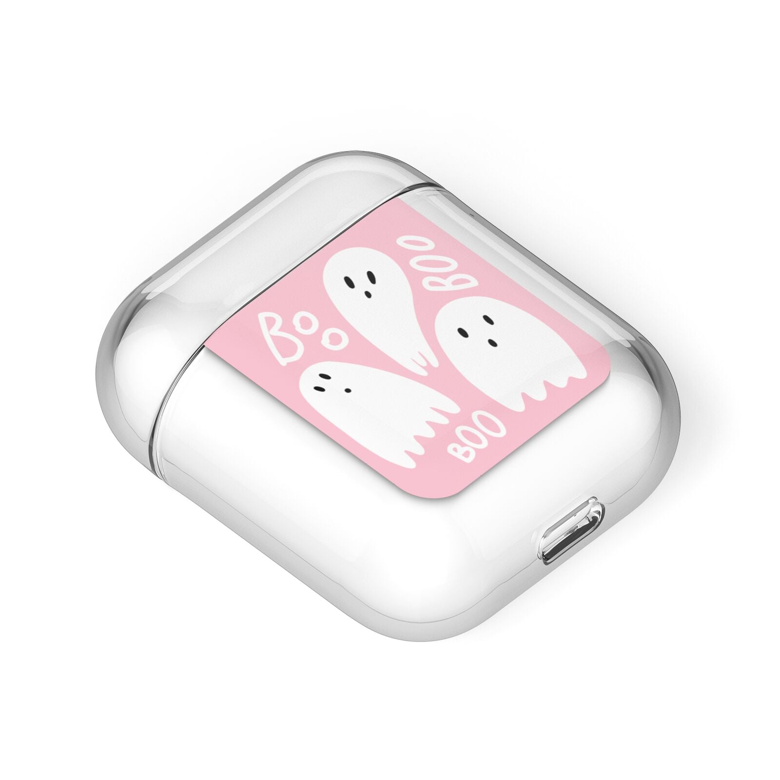 Pink Ghost AirPods Case Laid Flat