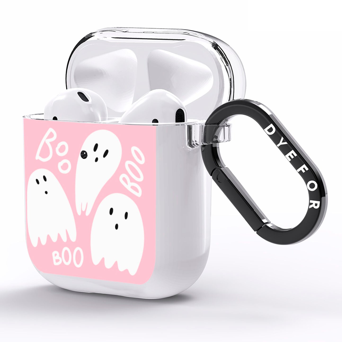 Pink Ghost AirPods Clear Case Side Image