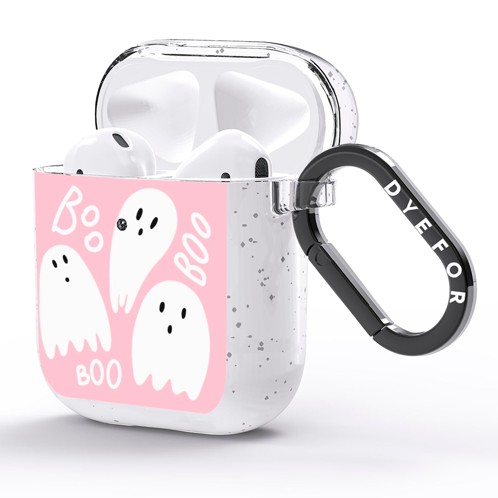 Pink Ghost AirPods Glitter Case Side Image
