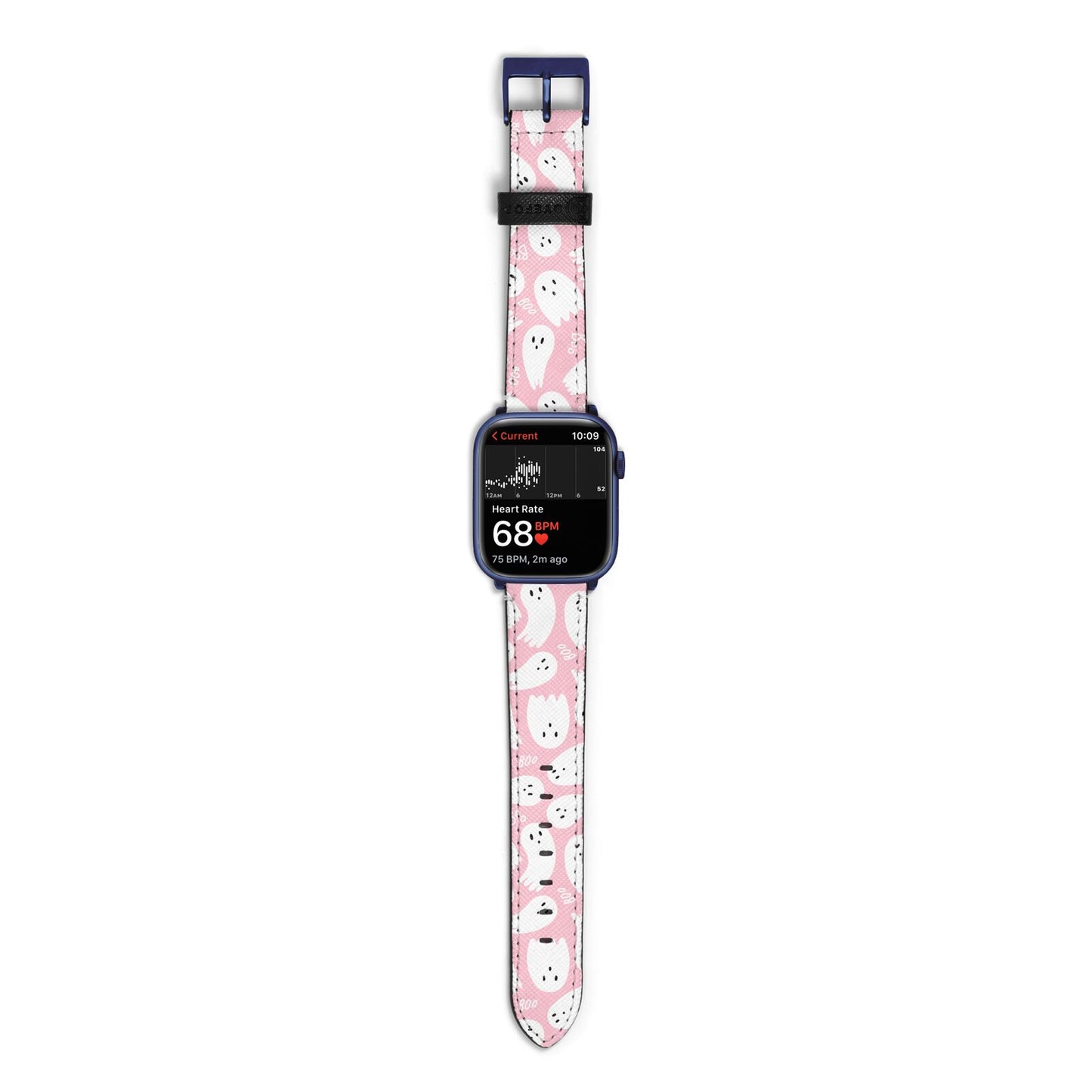 Pink Ghost Apple Watch Strap Size 38mm with Blue Hardware