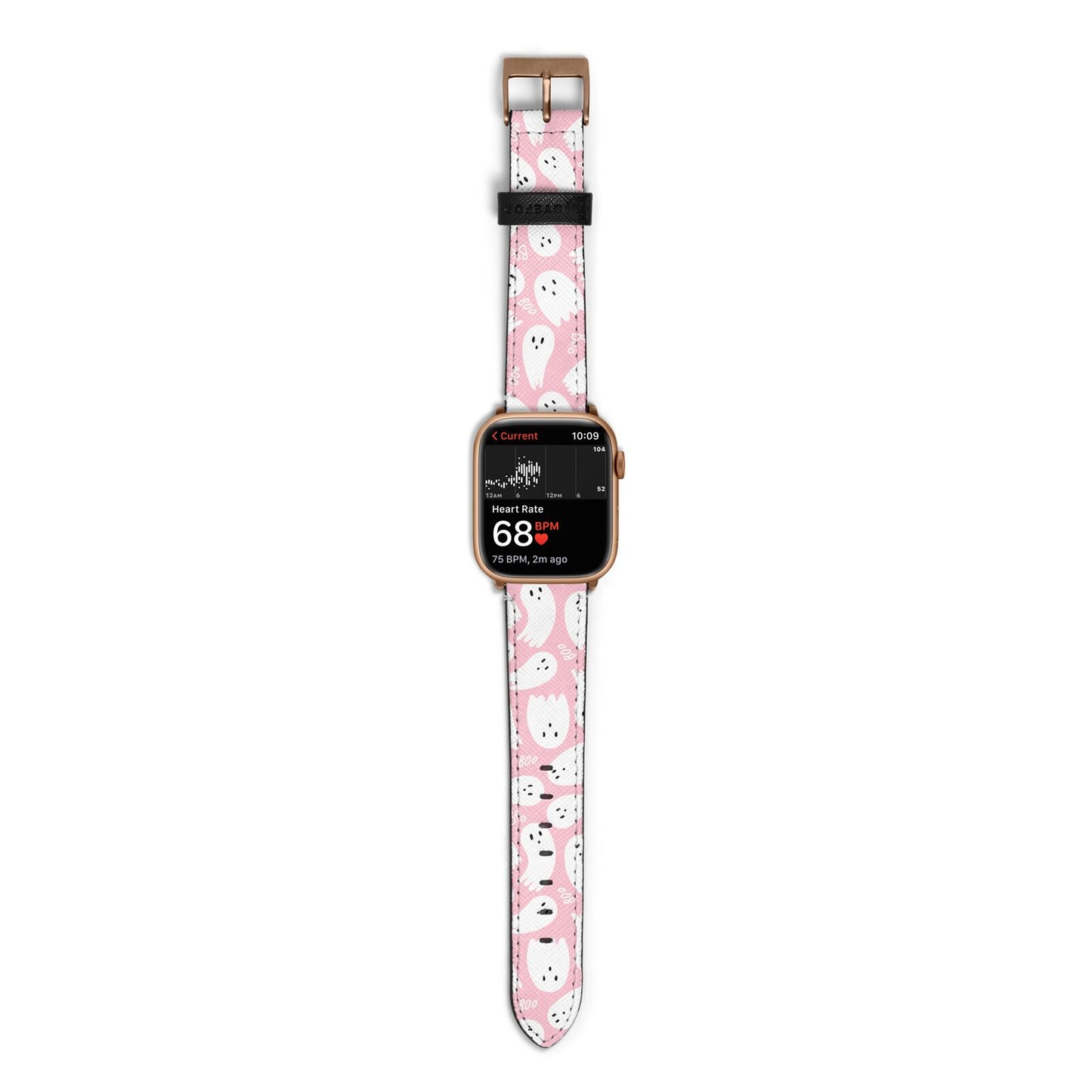 Pink Ghost Apple Watch Strap Size 38mm with Gold Hardware