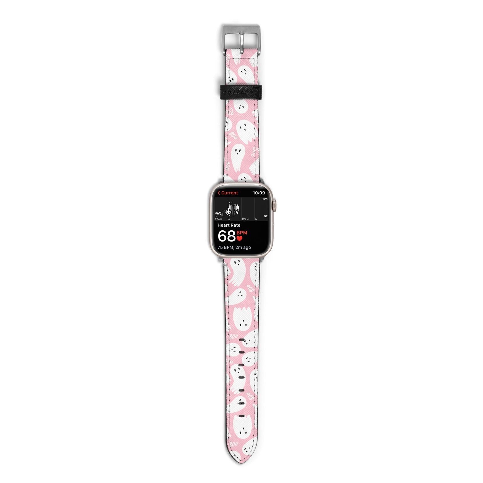 Pink Ghost Apple Watch Strap Size 38mm with Silver Hardware