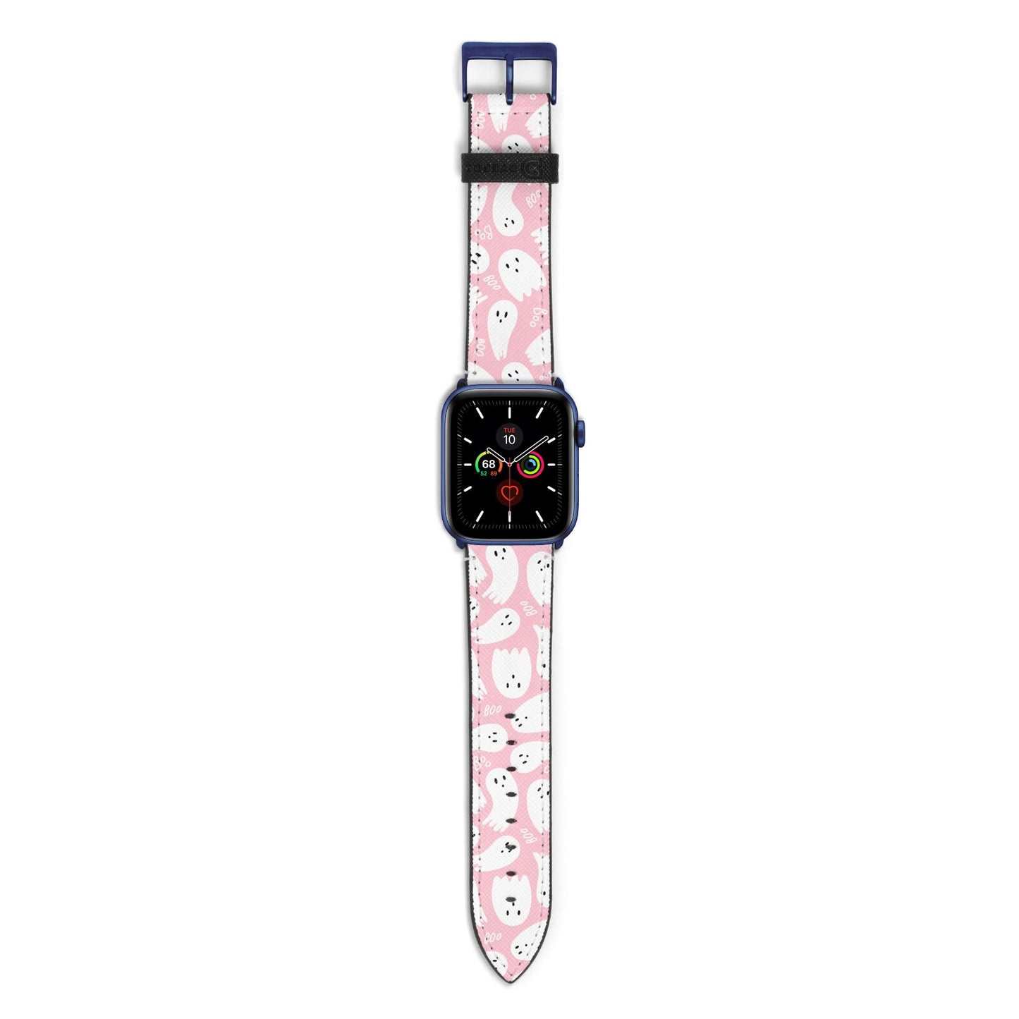 Pink Ghost Apple Watch Strap with Blue Hardware