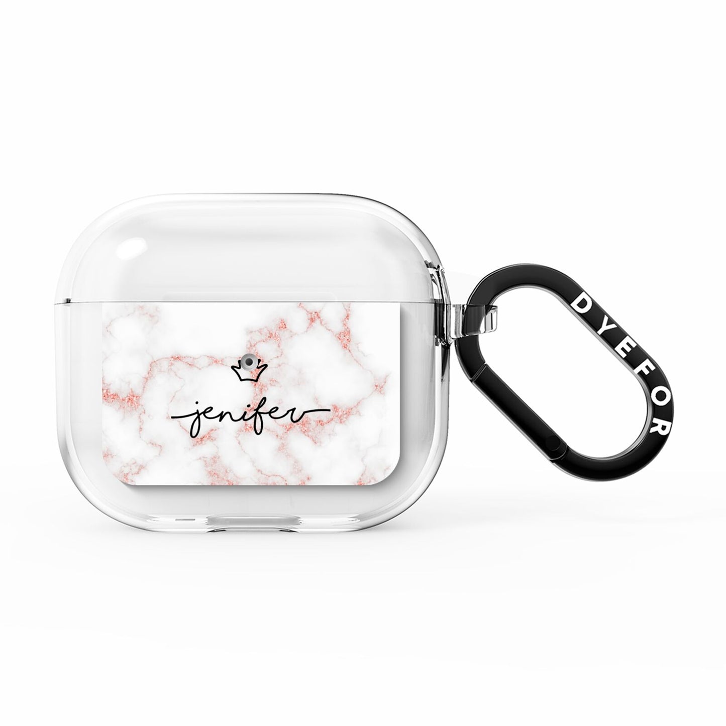 Pink Glitter Marble with Custom Text AirPods Clear Case 3rd Gen