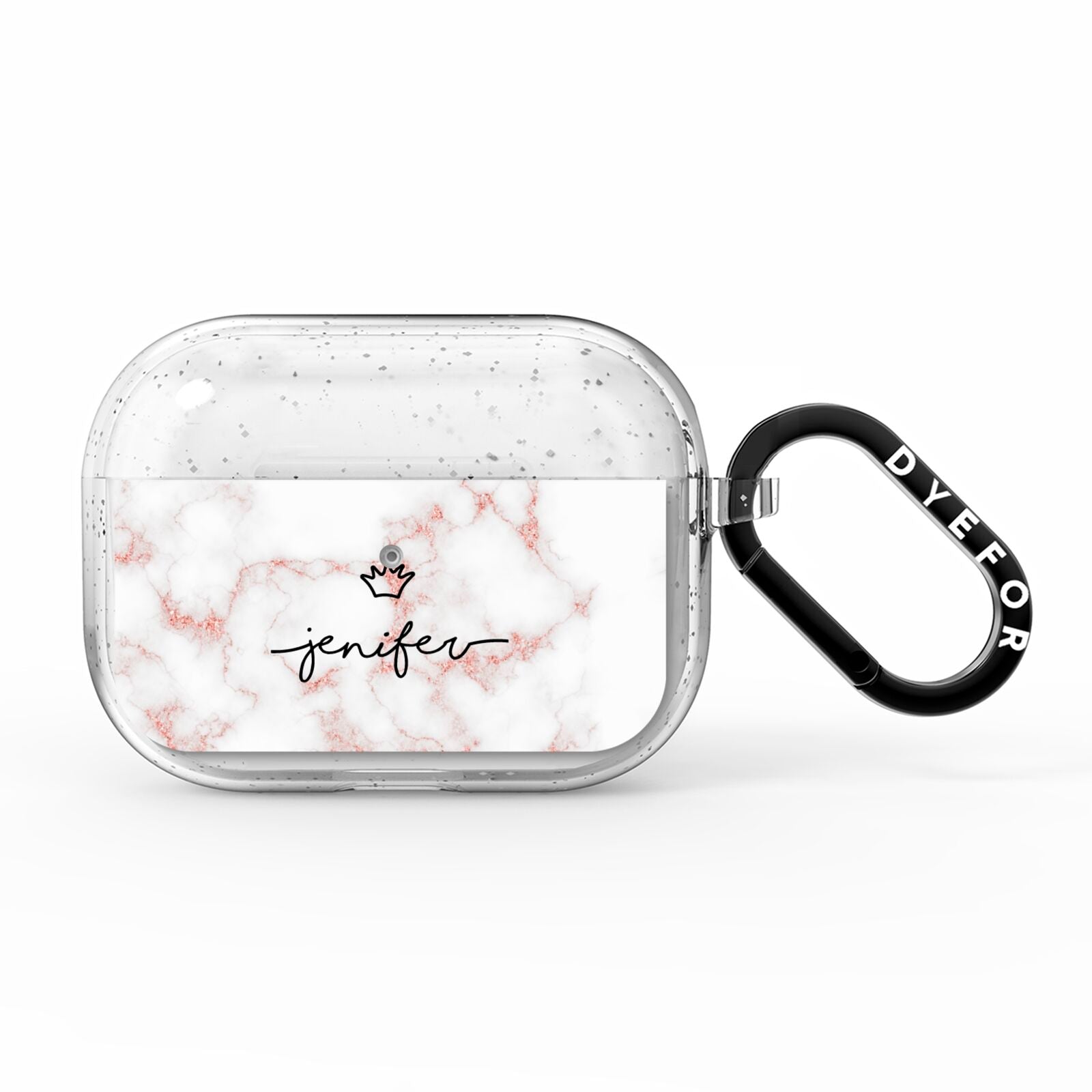 Pink Glitter Marble with Custom Text AirPods Pro Glitter Case