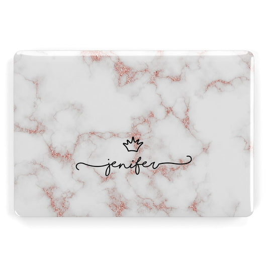 Pink Glitter Marble with Custom Text Apple MacBook Case