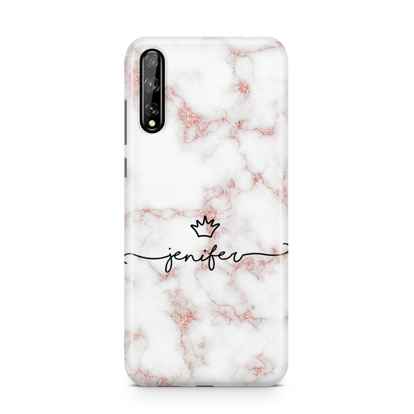 Pink Glitter Marble with Custom Text Huawei Enjoy 10s Phone Case