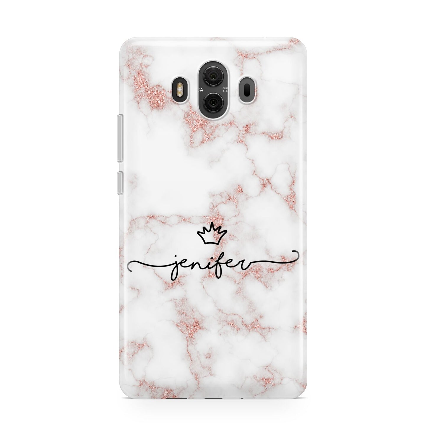 Pink Glitter Marble with Custom Text Huawei Mate 10 Protective Phone Case