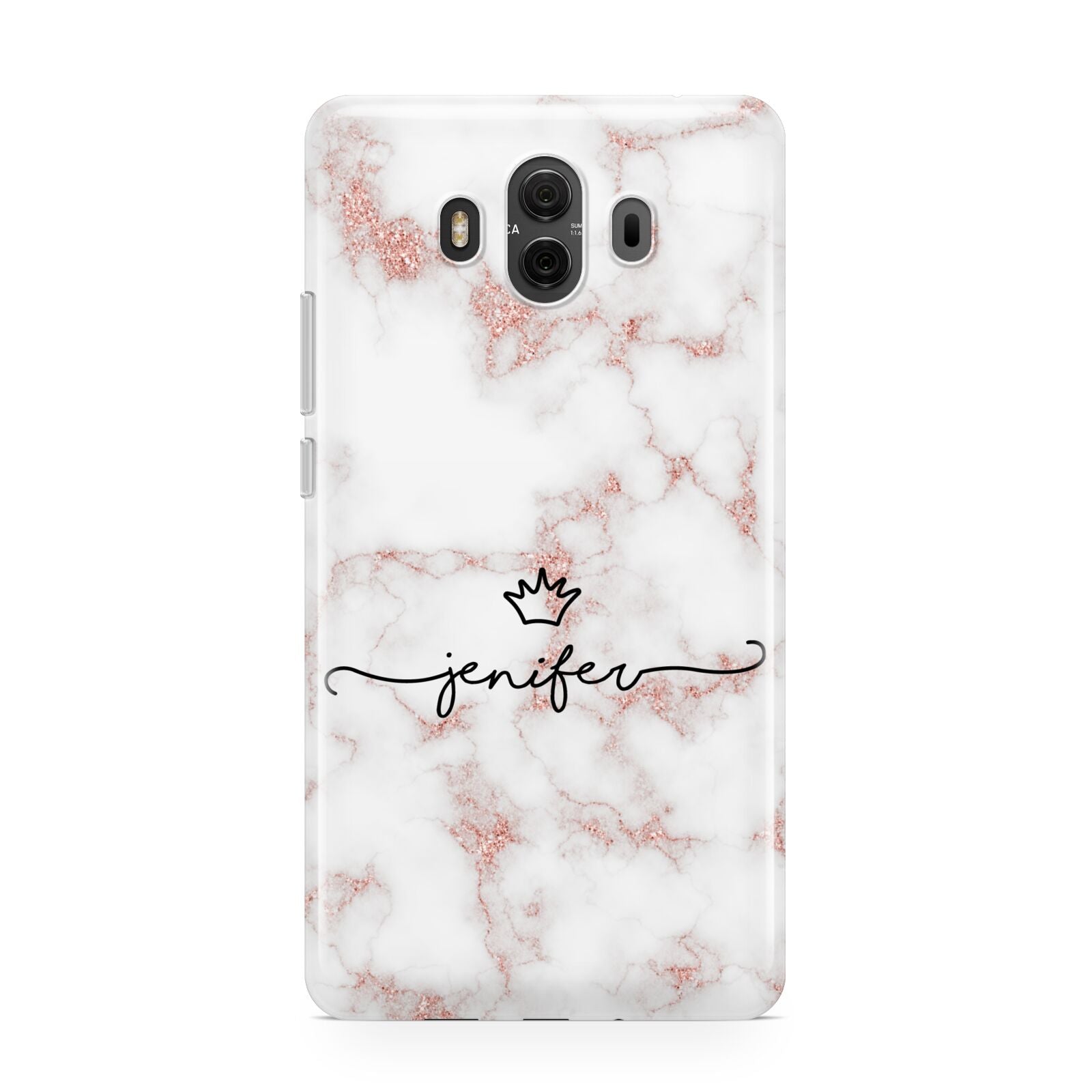 Pink Glitter Marble with Custom Text Huawei Mate 10 Protective Phone Case