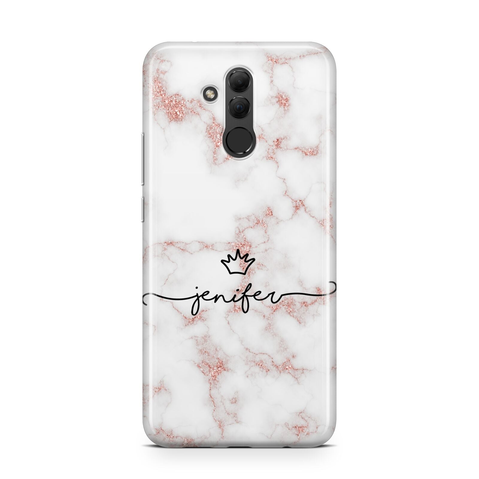 Pink Glitter Marble with Custom Text Huawei Mate 20 Lite