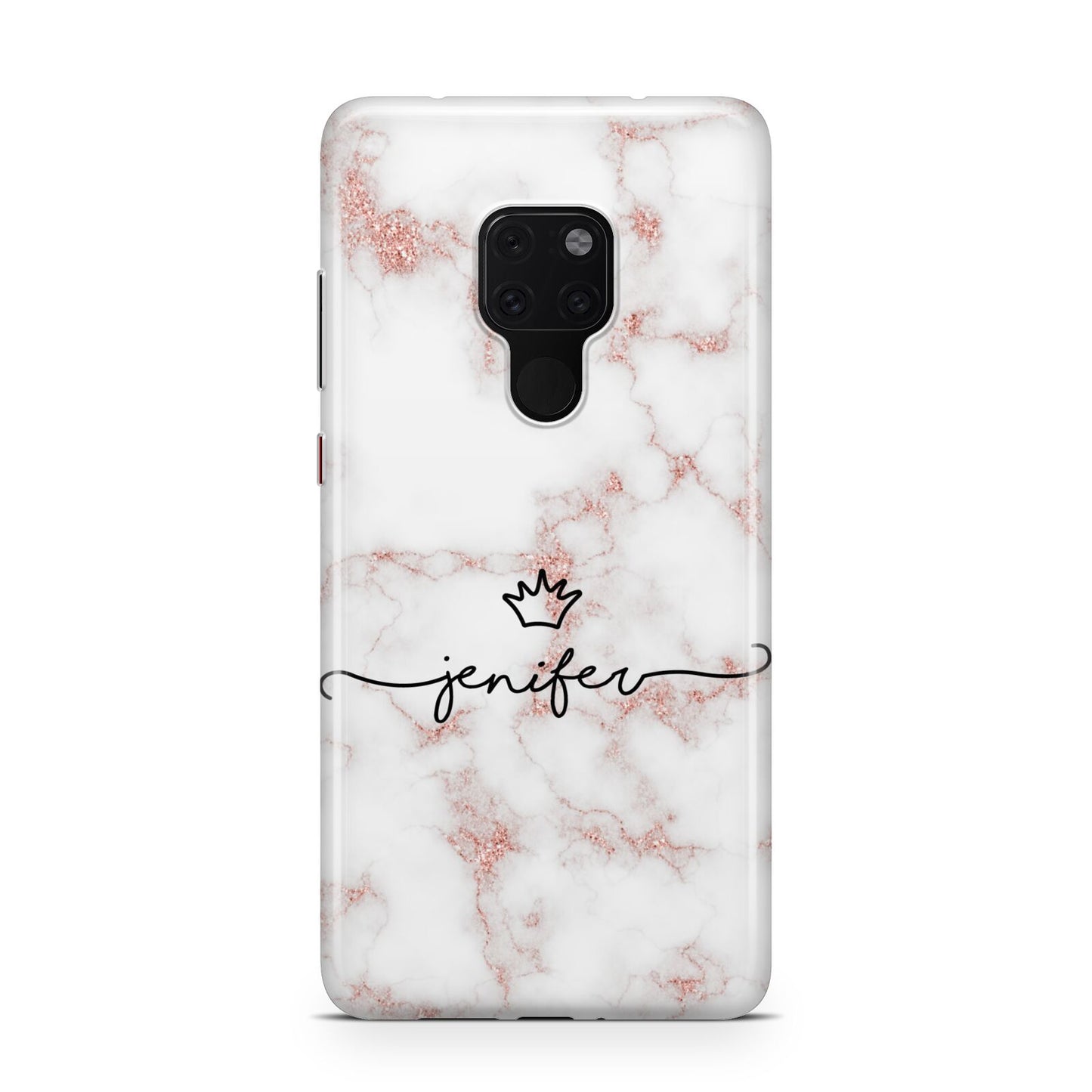 Pink Glitter Marble with Custom Text Huawei Mate 20 Phone Case