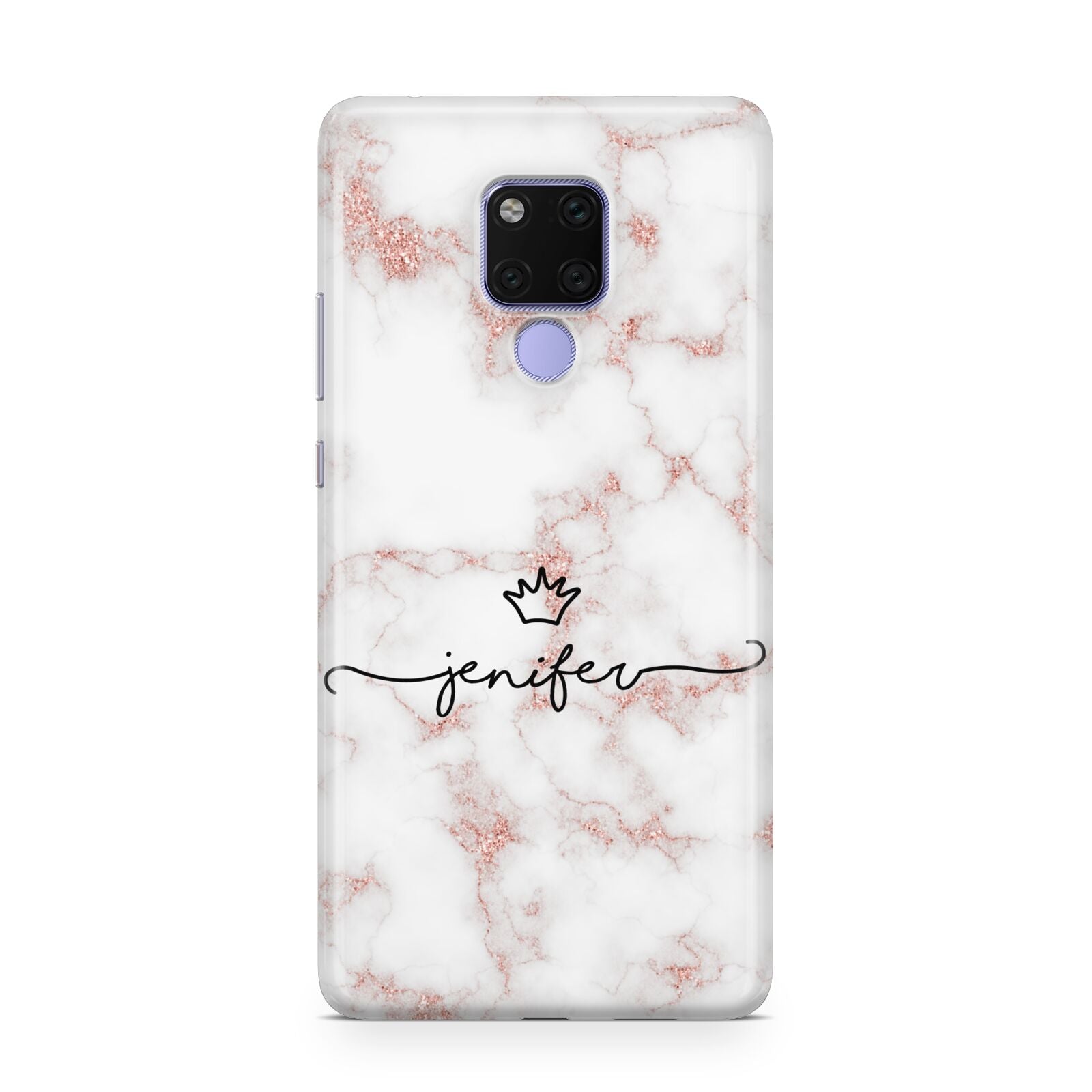 Pink Glitter Marble with Custom Text Huawei Mate 20X Phone Case