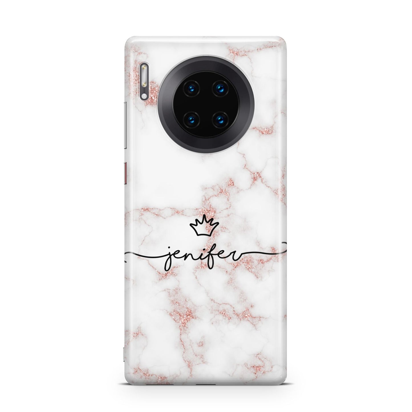 Pink Glitter Marble with Custom Text Huawei Mate 30 Pro Phone Case