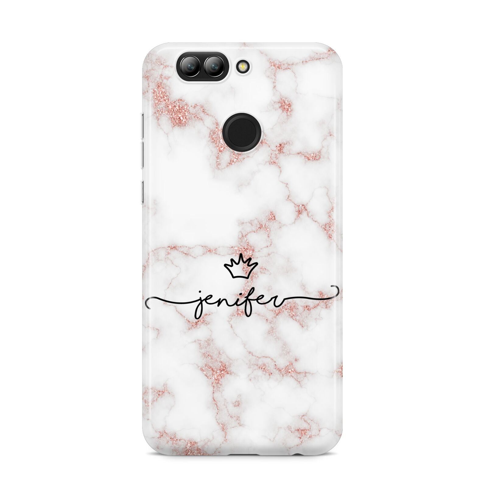 Pink Glitter Marble with Custom Text Huawei Nova 2s Phone Case