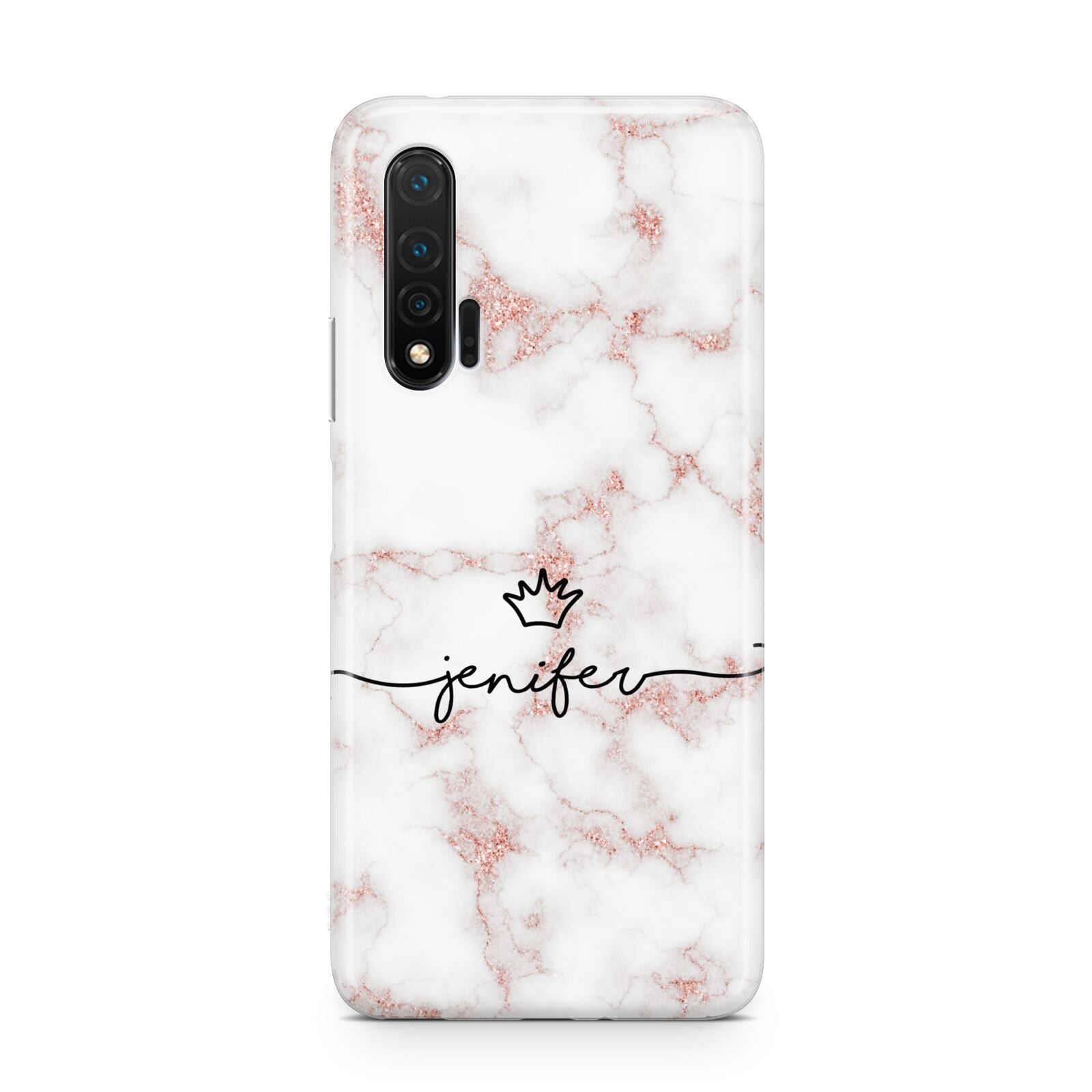 Pink Glitter Marble with Custom Text Huawei Nova 6 Phone Case