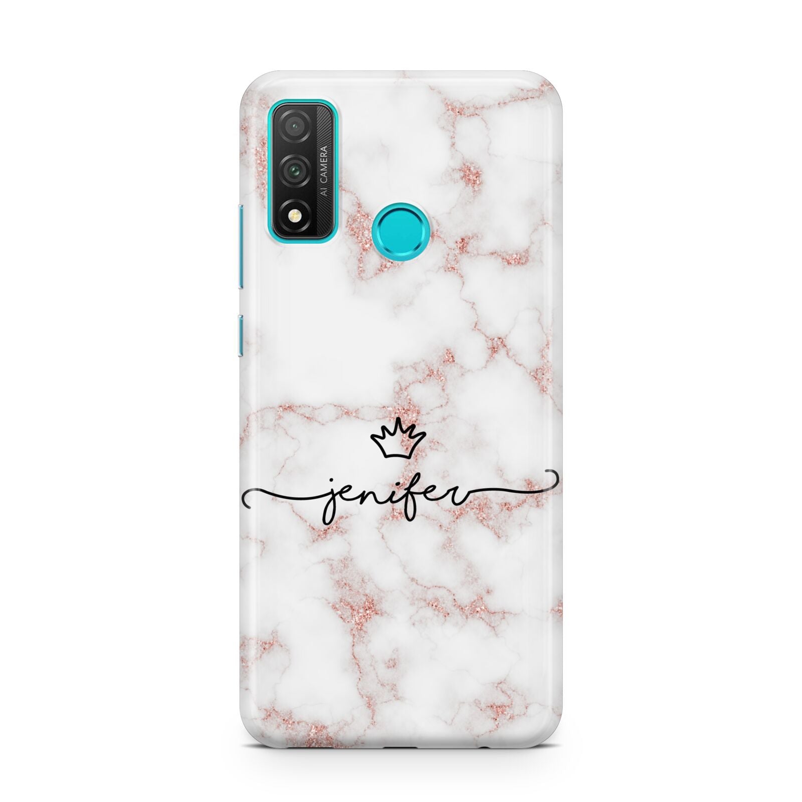 Pink Glitter Marble with Custom Text Huawei P Smart 2020