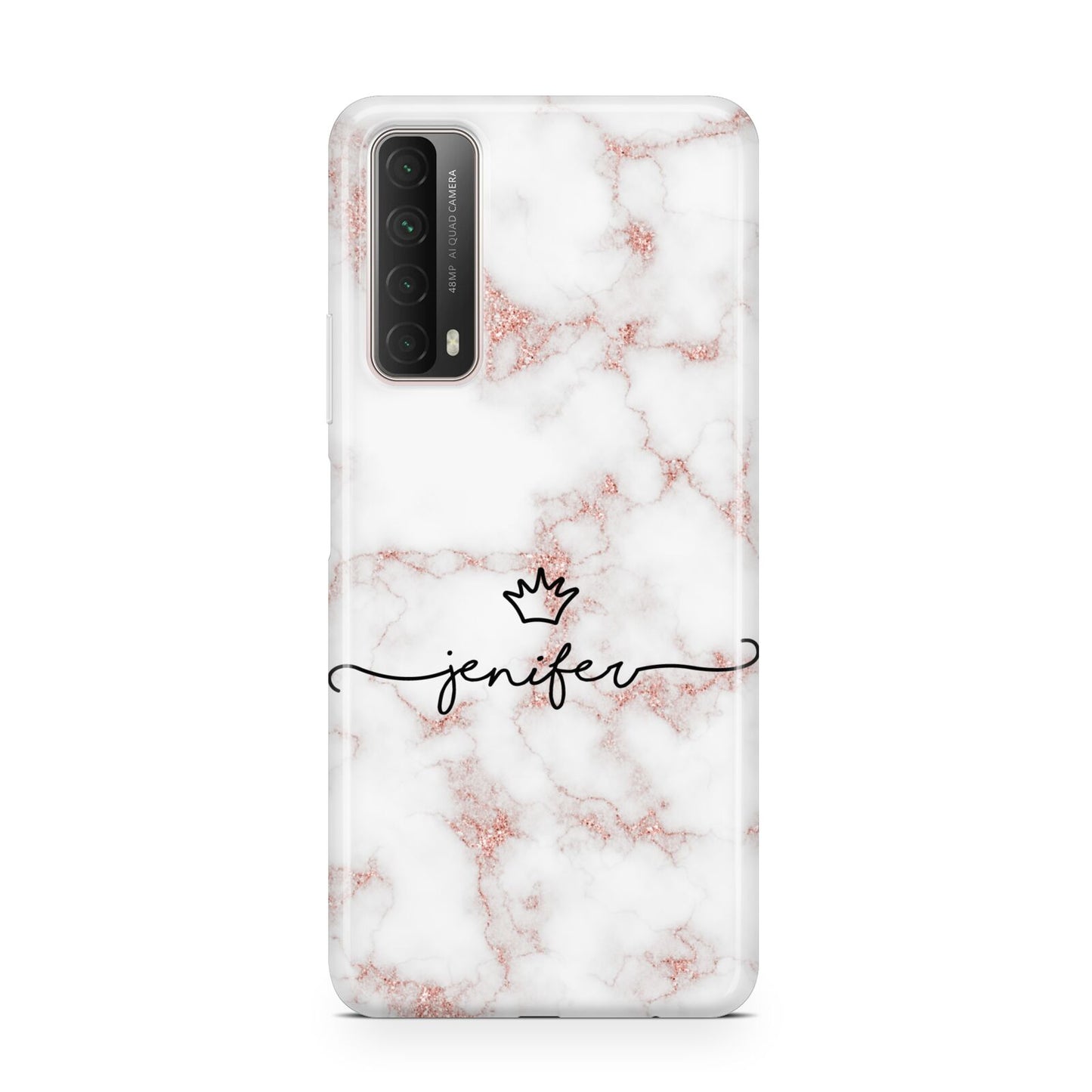 Pink Glitter Marble with Custom Text Huawei P Smart 2021