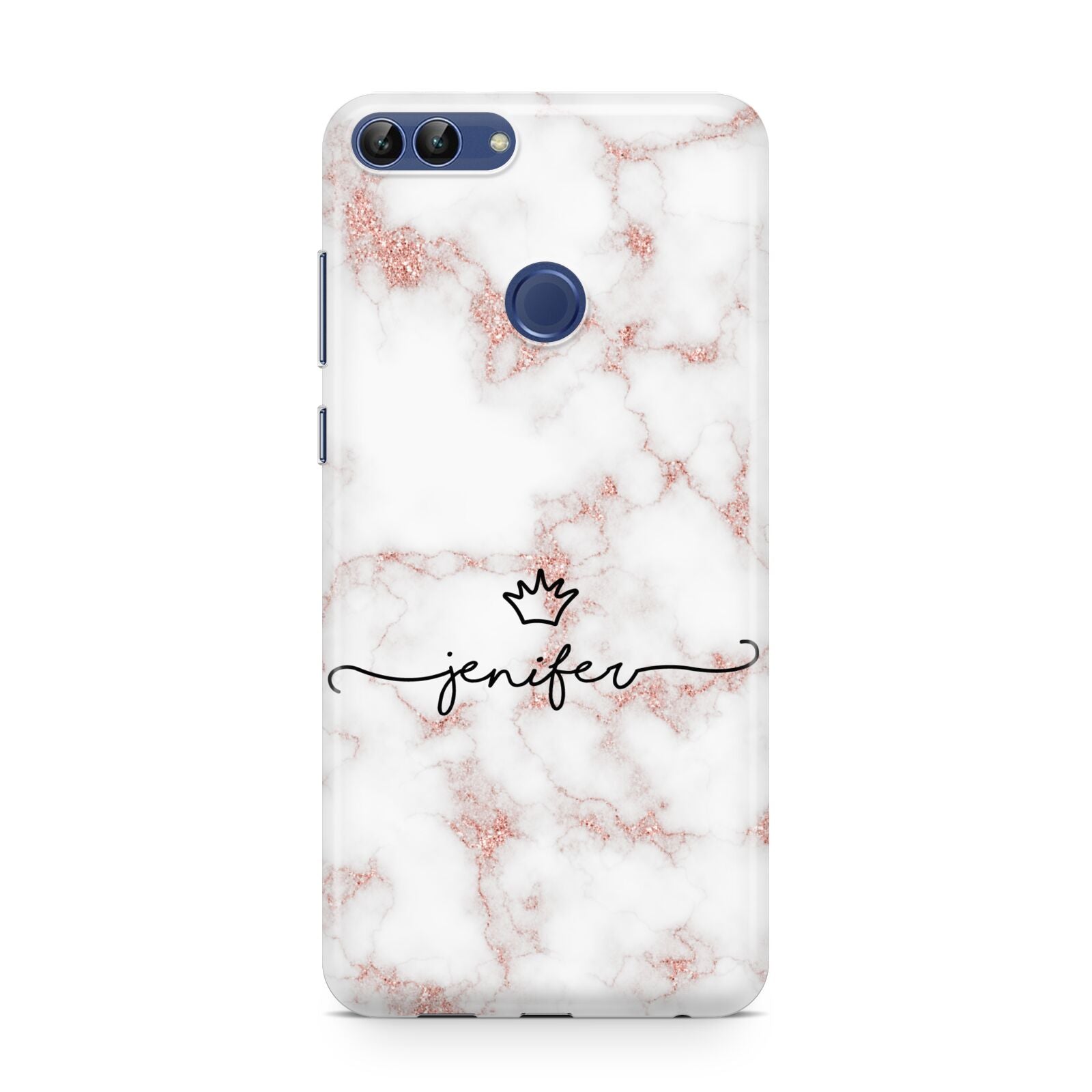 Pink Glitter Marble with Custom Text Huawei P Smart Case