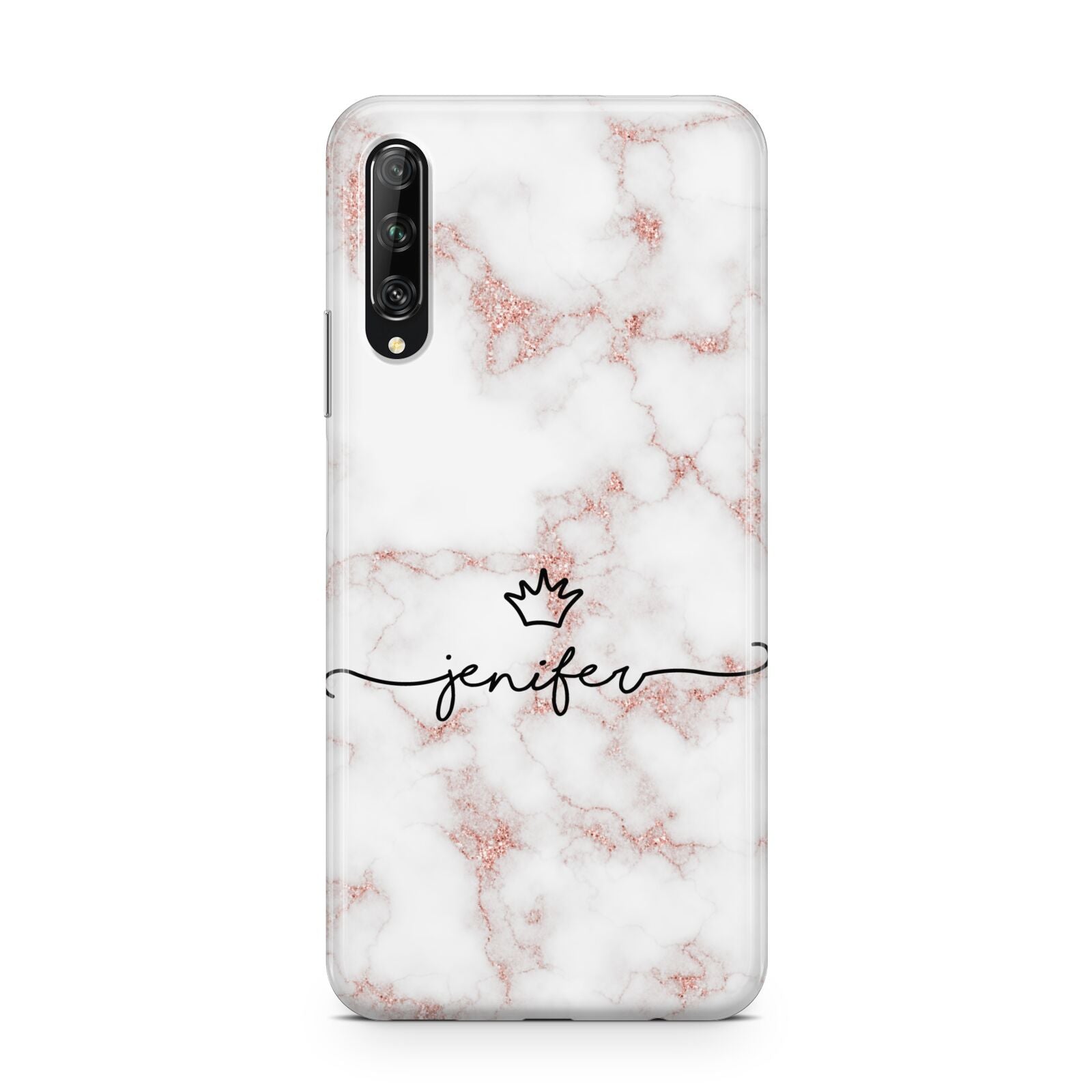 Pink Glitter Marble with Custom Text Huawei P Smart Pro 2019